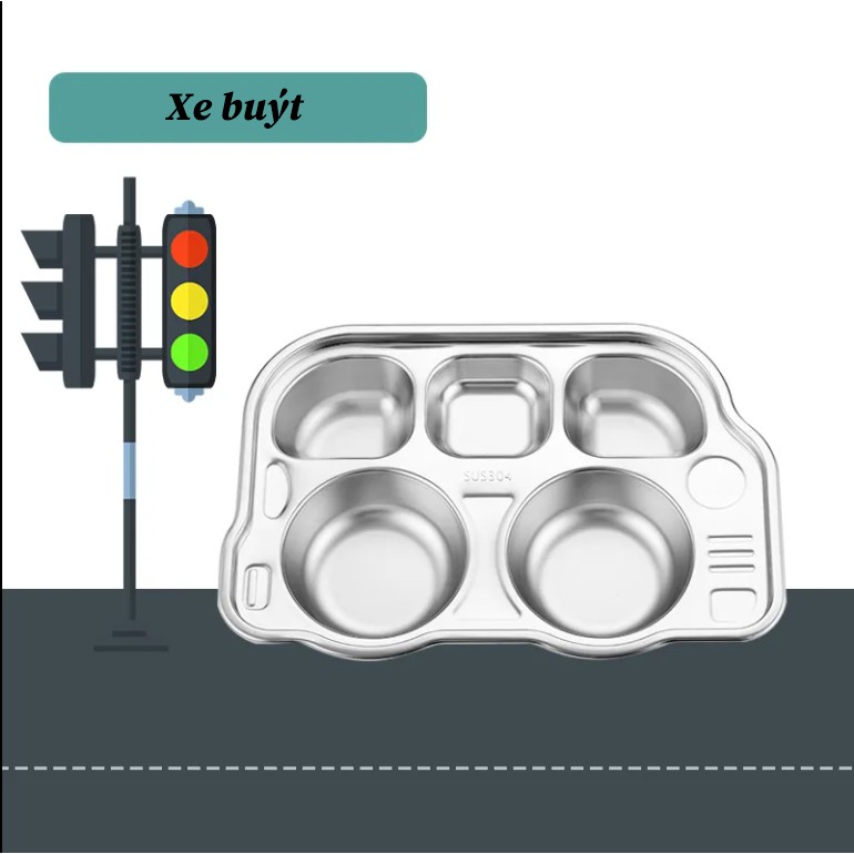 Bộ đồ ăn trẻ em bằng thép không gỉ phim hoạt hình đĩa thức ăn nhanh