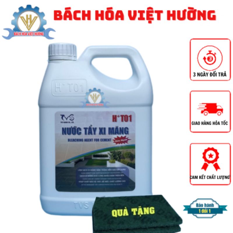 Chất tẩy xi măng Ht01 loại 1.8lít,nước tẩy gạch ron làm sạch mảng bám xi măng,ố vàng trên mọi bề mặt