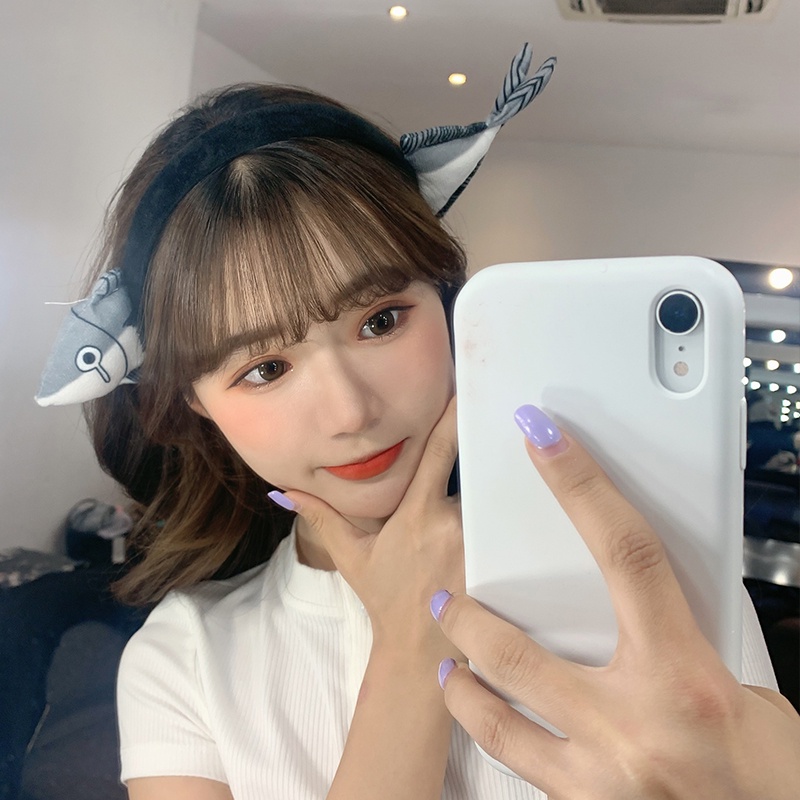 【Bờm Tóc】Băng đô cài tóc rửa mặt Lông Xù Hình Gấu Dâu Tây Chống Trượt Thời Trang Hàn Quốc