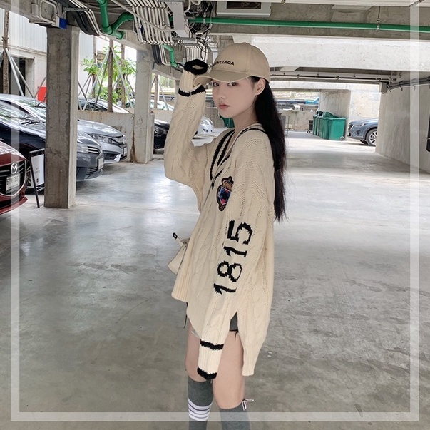 Áo len nữ tay dài cổ chữ V thời trang Hàn Quốc | BigBuy360 - bigbuy360.vn