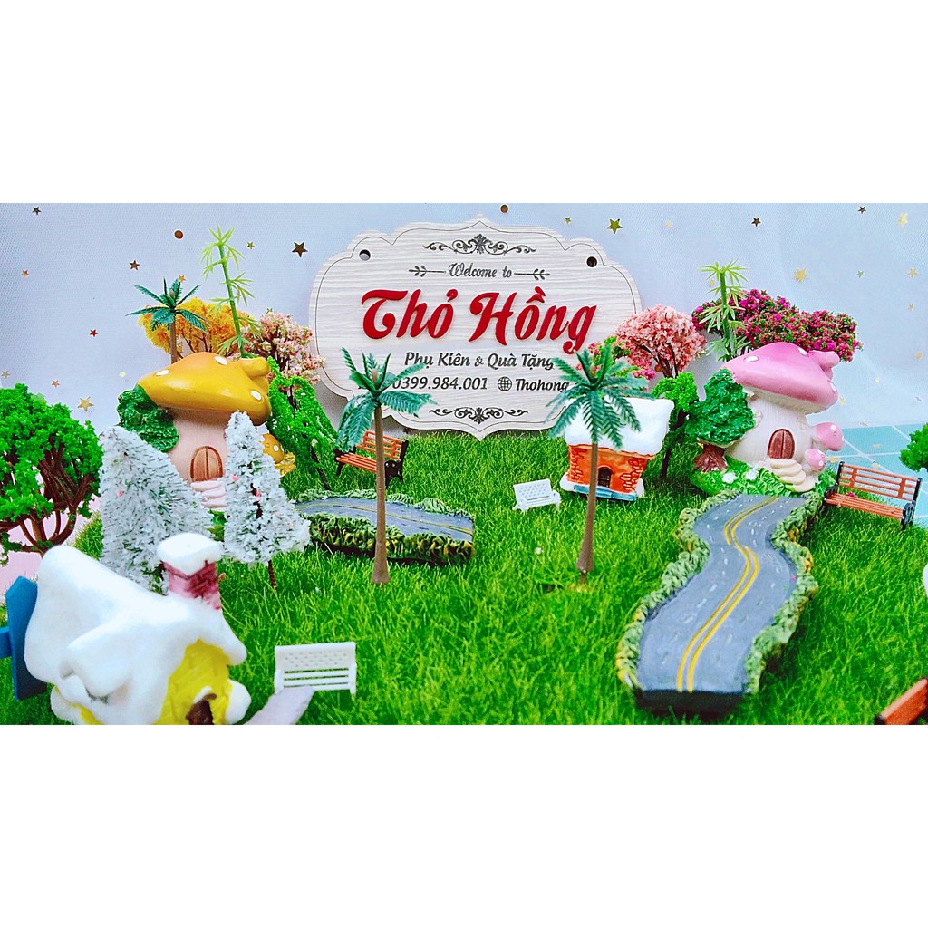 Mô hình cây đường bờ rào ghế cột điện trang trí