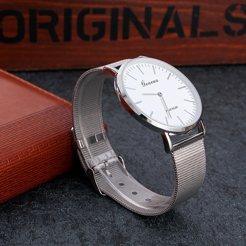 Đồng hồ thời trang nam nữ Geneva G203 dây lưới thép cực đẹp, 2 kim độc đáo cá tính | BigBuy360 - bigbuy360.vn