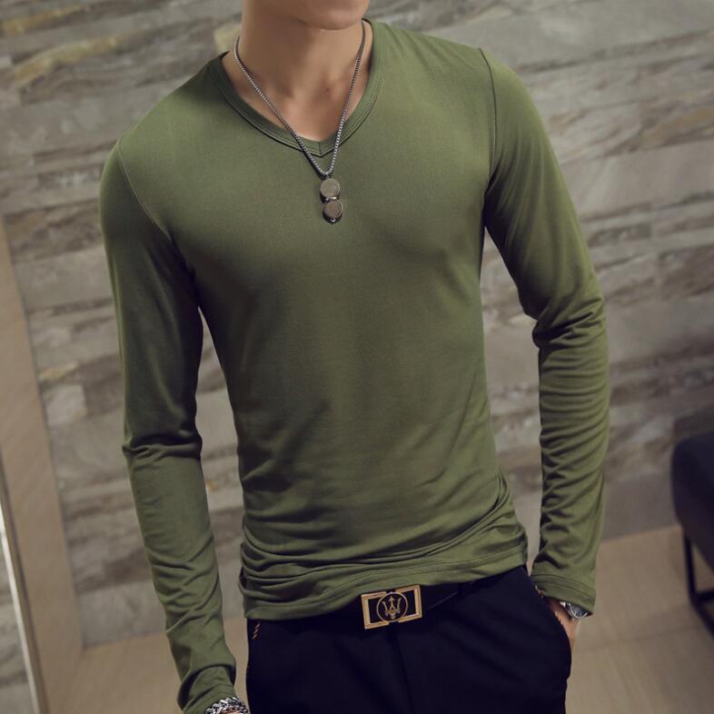 Áo nam dài tay cổ chữ V màu trơn size M-3XL