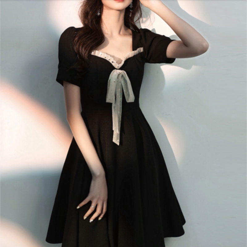 Đầm midi nữ tay phồng thời trang mùa hè phong cách Hàn Quốc