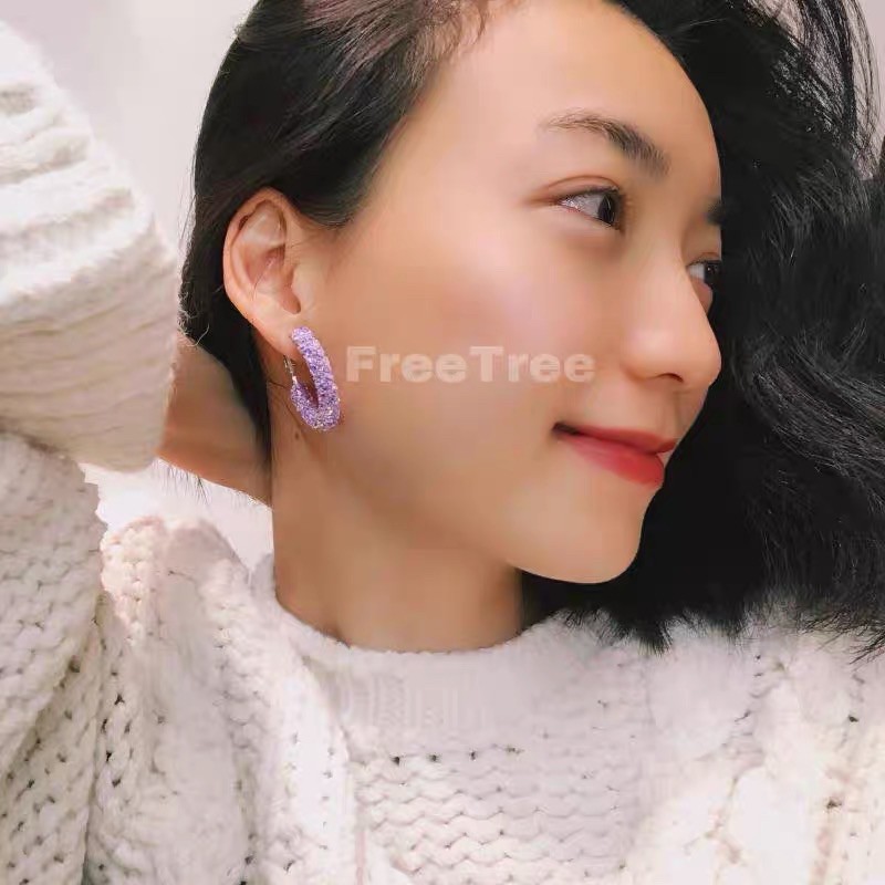 Bông tai nhiều màu dạ quang, khuyên tròn kim tuyến dạ quang