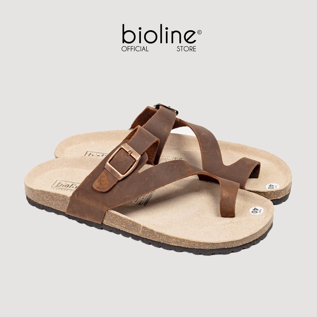 [DA BÒ THẬT] D24 - Dép đế trấu BIRKEN da bò thật xỏ ngón - SIÊU HOT  - Bioline Official Store