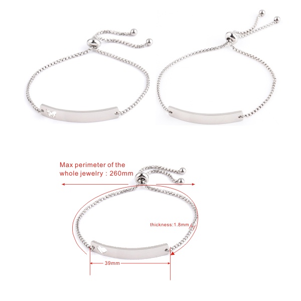 Vòng Đeo Tay Khắc Chữ ECGIFT BR001 Bằng Thép Không Gỉ Điều Chỉnh Được