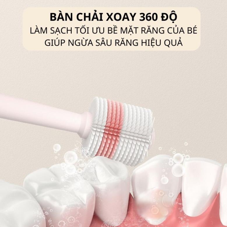 BÀN CHẢI ĐÁNH RĂNG XOAY 360 ĐỘ SIÊU MỀM VÀ AN TOÀN CHO BÉ