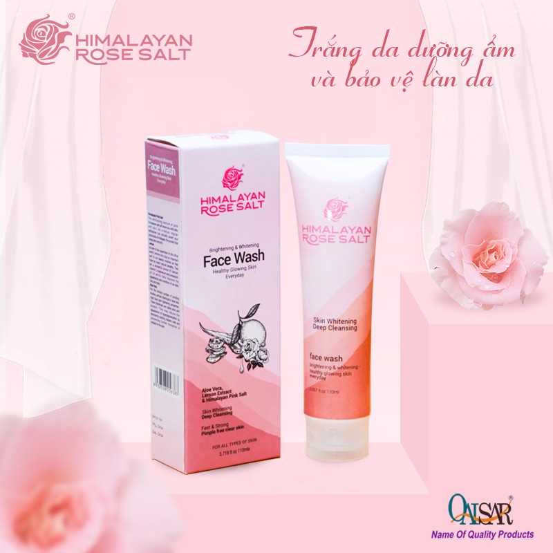 Sữa rửa mặt tẩy tế bào chết QAISAR Himalaya Rose Salt giúp sạch thoáng và không chứa xà phòng 120ml