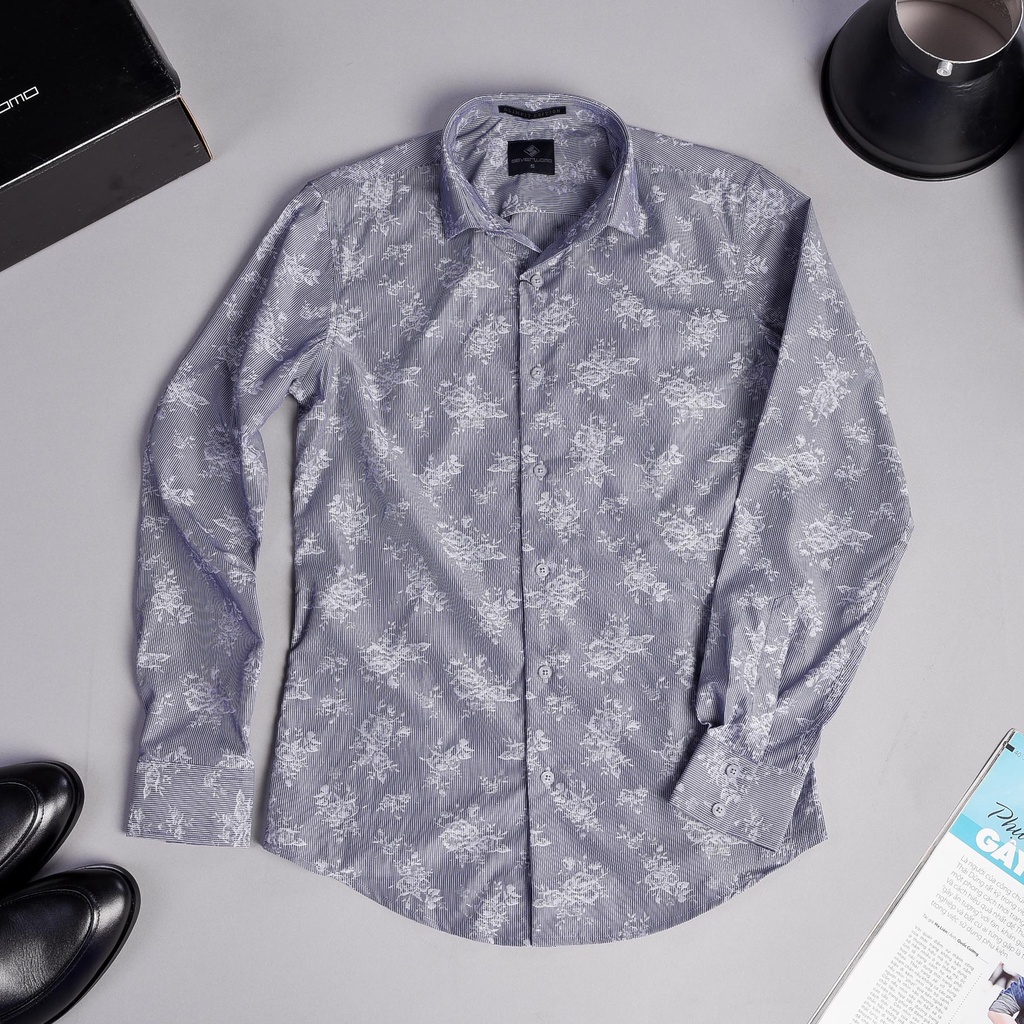 Áo Sơ Mi Nam họa tiết SEVENUOMO Form Dáng Hàn Quốc, Không Nhăn, Vải Mịn Mát Form Vừa Họa Tiết Hoa SM_HT15