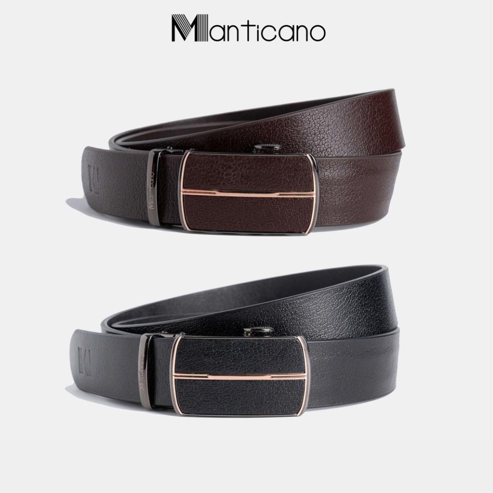 Thắt lưng nam Manticano da bò, mặt bằng da khóa tự động TL-8 !