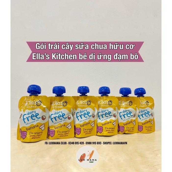 NỘI ĐỊA ANH Gói ăn dặm trái cây HỮU CƠ cho bé DỊ ỨNG ĐẠM BÒ Ella s Kitchen.