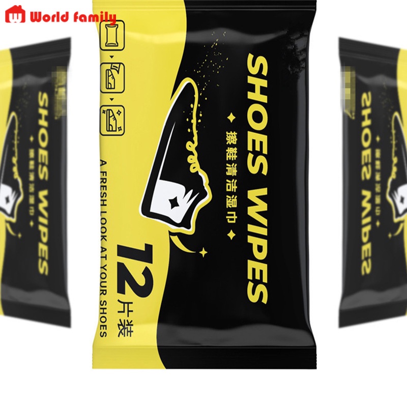 Khăn lau giày vàng SHOES WIPES đen  - Khăn giấy ướt đa năng làm sạch vết bẩn trên giày