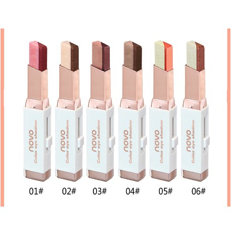 Bút sáp màu mắt NOVO Eyeshadow Double Color Grandient Stick (Phấn mắt NOVO dạng thỏi 2 màu có ánh nhũ)