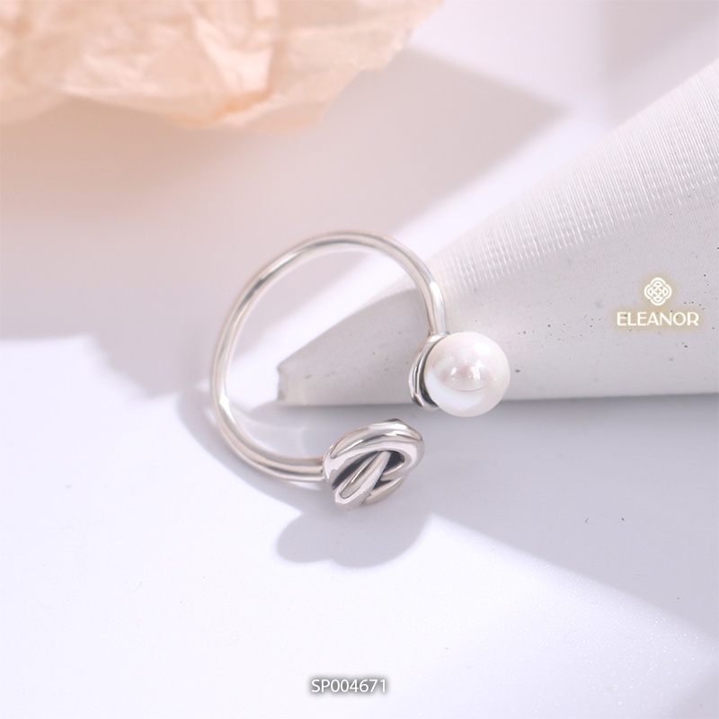 Nhẫn nữ hở bạc 925 Eleanor Accessories phụ kiện trang sức hình nút thắt đính ngọc trai nhân tạo 4671