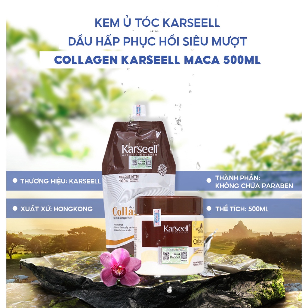 Ủ Tóc Collagen Karseell Macca Phục Hồi Tóc ,Kem Hấp Collagen Karseell Siêu Mượt 500ml