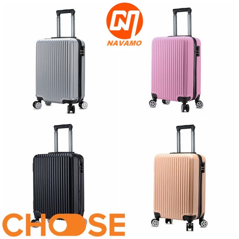 Vali kéo Du Lịch Thời Trang Cao Cấp Vân Sọc Dọc có khuy móc Nhựa PC/ ABS Bền Bỉ Nhiều Size chống va đập trầy xước