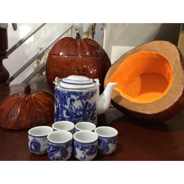 Trái dừa ủ bình trà-bình trà.