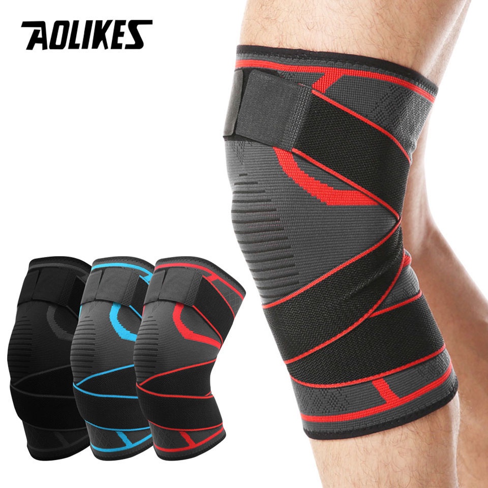 AOLIKES 1 Cặp Đai Quấn Đầu Gối Co Giãn Hỗ Trợ Tập Thể Thao