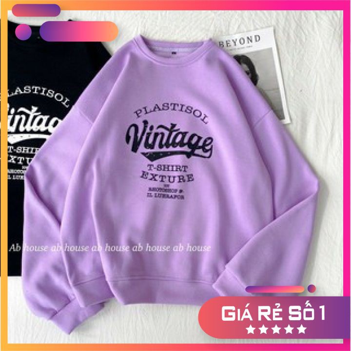 [BIG SALE Áo Sweater Nỉ Bông Vintage Unisex (Ảnh Thật Cận Chất)