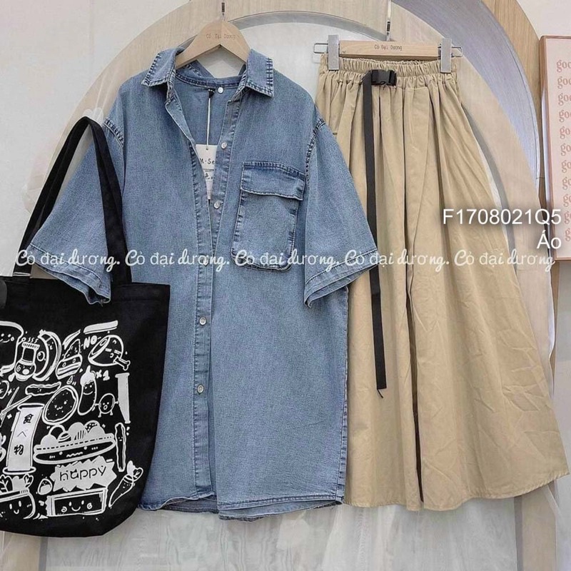 Áo jeans 1 túi from rộng