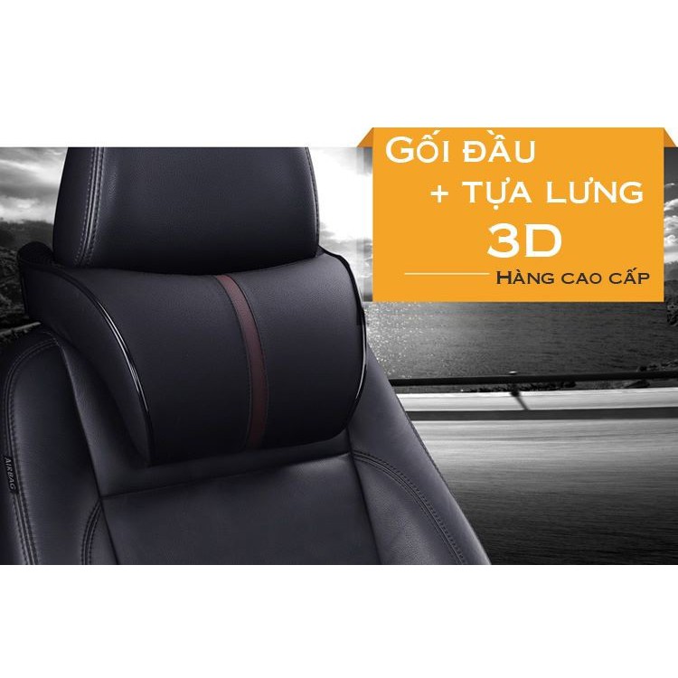 Gối Tựa Đầu Tựa Cổ Ô Tô Cao Su Non 3D Cao Cấp Bọc Da PU