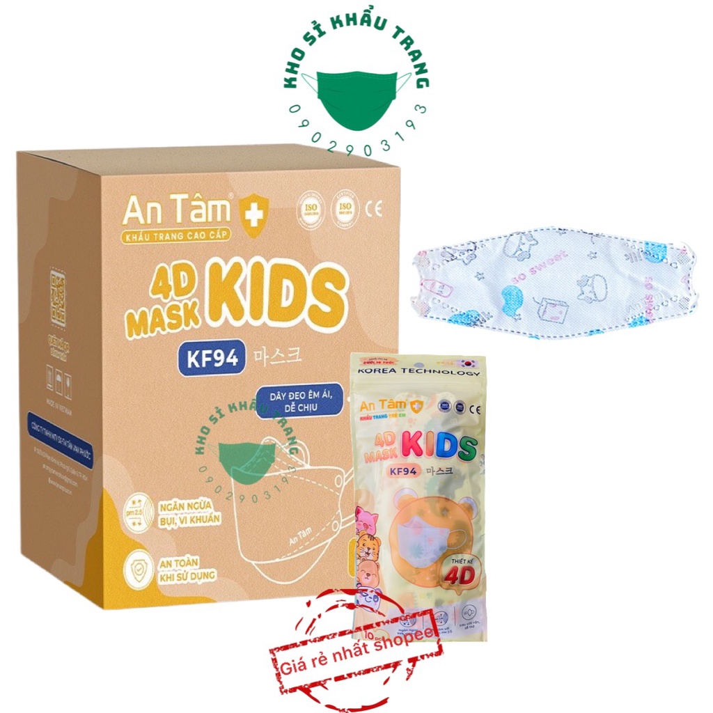 Nguyên thùng 300 cái khẩu trang KF94 kids An Tâm
