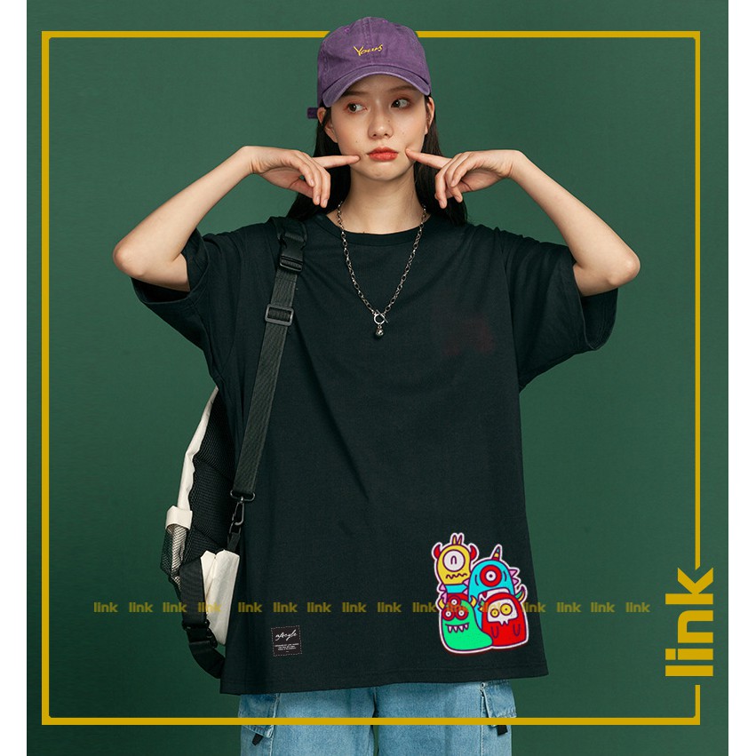 Áo thun siêu cute DOODLE tay lỡ dáng rộng unisex ( Đen, Trắng )