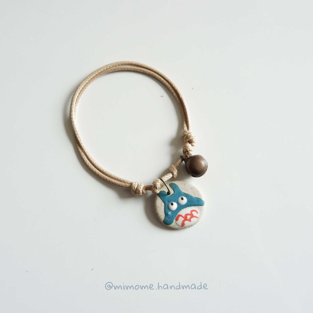 Vòng gốm dẹt phối chuông đồng vintage