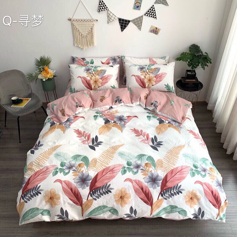 Bộ Chăn Ga Gối Cotton Living - 100% Cotton Mềm Mịn , Thoáng Mát Hoạ Tiết Siêu Yêu ( Vỏ Gối Ôm Theo Set )