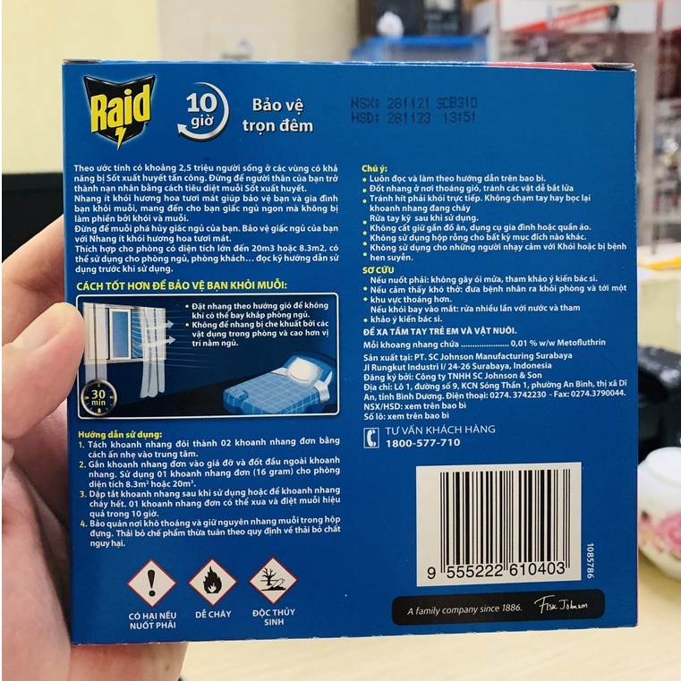 NHANG MUỖI RAID SC.JOHNSON 50 KHOANH