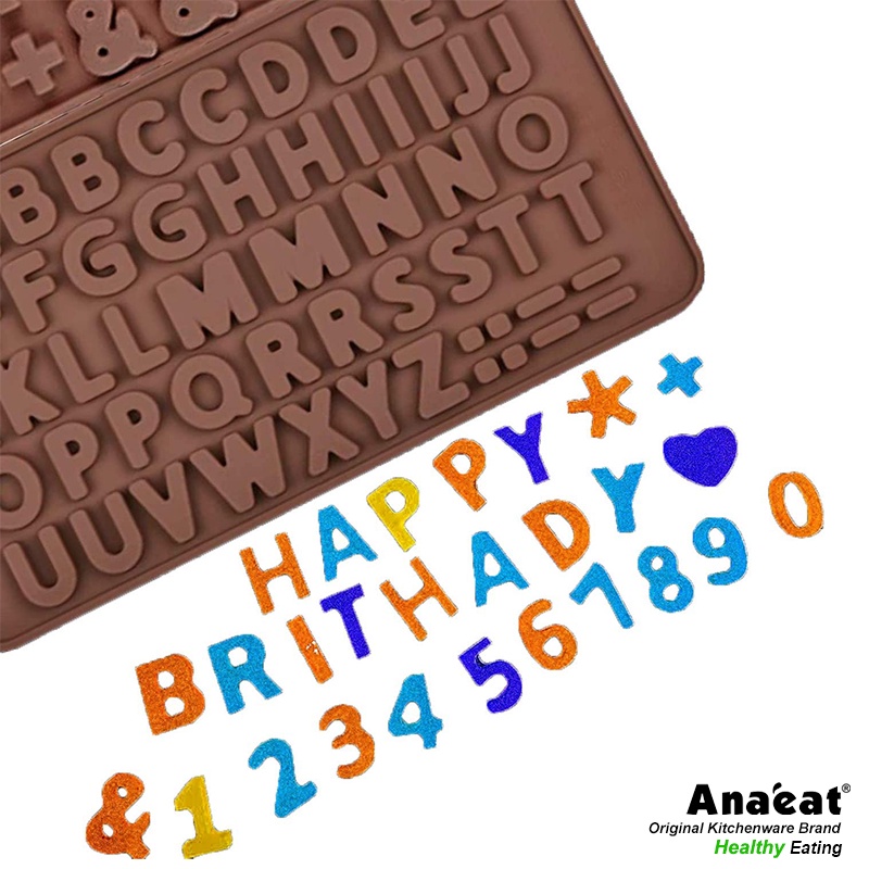Set 2 khuôn Anaeat bằng silicon làm bánh hình chữ cái và số