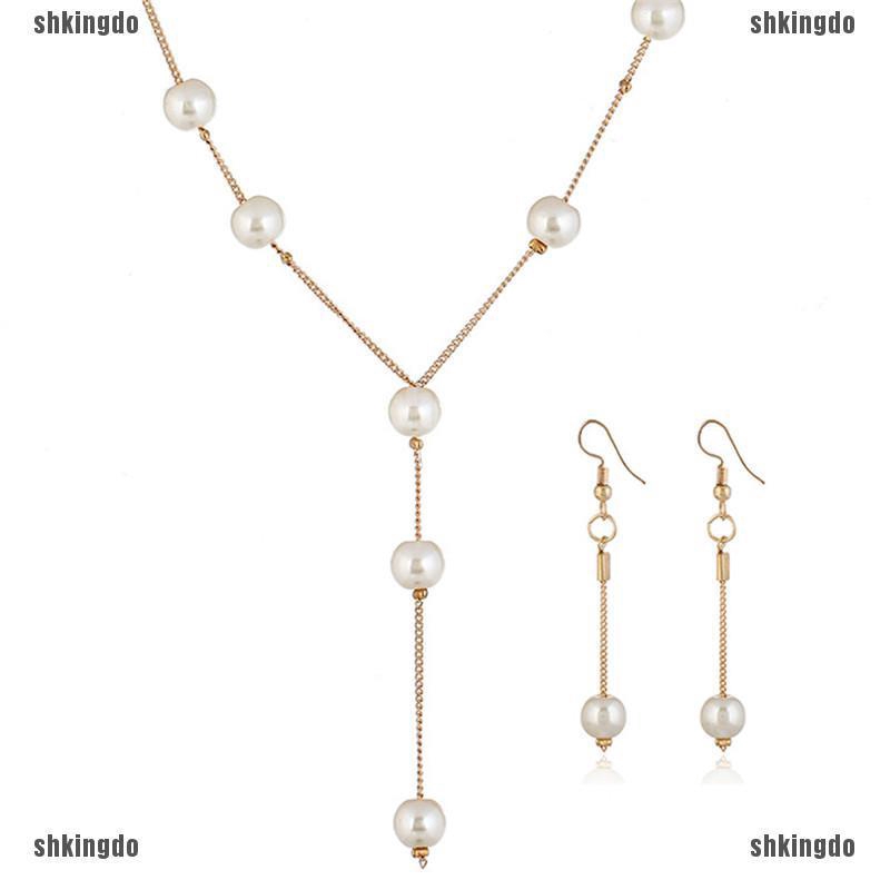 THINH Imitation Pearl Necklace Earrings Bracelet Jewelry Set Simple Choker Women Gift