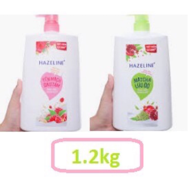 SỮA TẮM HAZELINE MATCHA LỰU ĐỎ 1,2 KG, YẾN MẠCH DÂU TẰM 1,2 KG