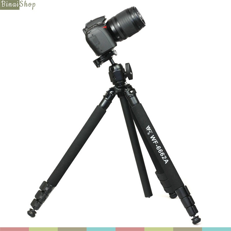 Weifeng WF-6662A - Tripod Máy Ảnh, Máy Quay, 3 Chân Chắc Chắn, 4 Nấc Chân Dễ Dàng Điều Chỉnh Độ Cao, Tải Trọn