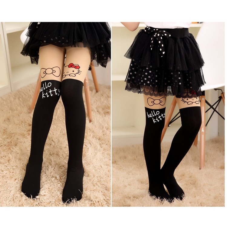 Ubeth✨Quần Tất Nhung Mỏng Họa Tiết Hoạt Hình hello kitty Thời Trang Xuân Thu Cho Bé Gái