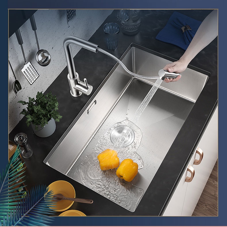 Bồn chậu rửa chén bát một hố inox 304 kích thước 76x42cm, bồn rửa bát âm tủ