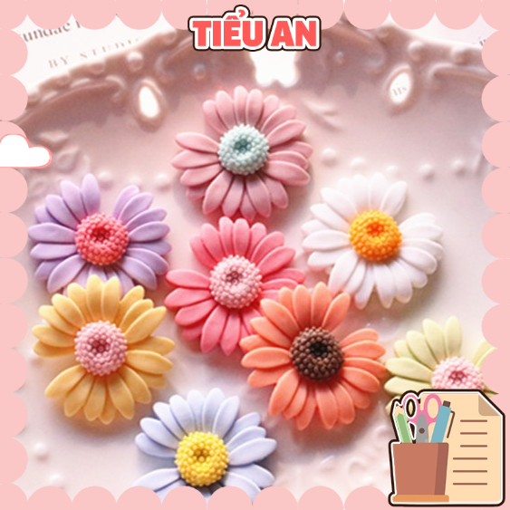 Charm (C86) slime/ Dụng Cụ Charm Trang Trí [Ko Keo &amp; Nút] Hình Hoa Cúc (2.1 cm)