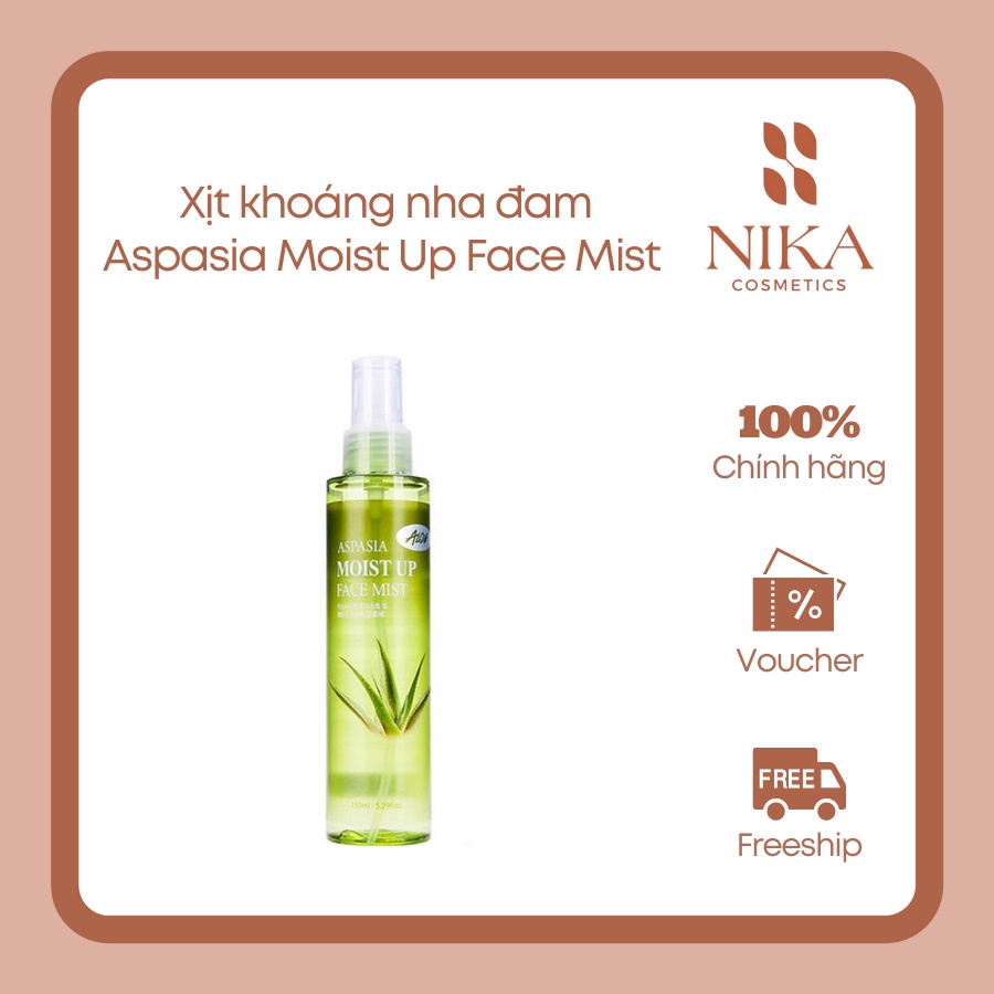 Xịt khoáng nha đam aloe vera Aspasia Moist Up Face Mist 150ml cấp ẩm làm dịu da tức thì