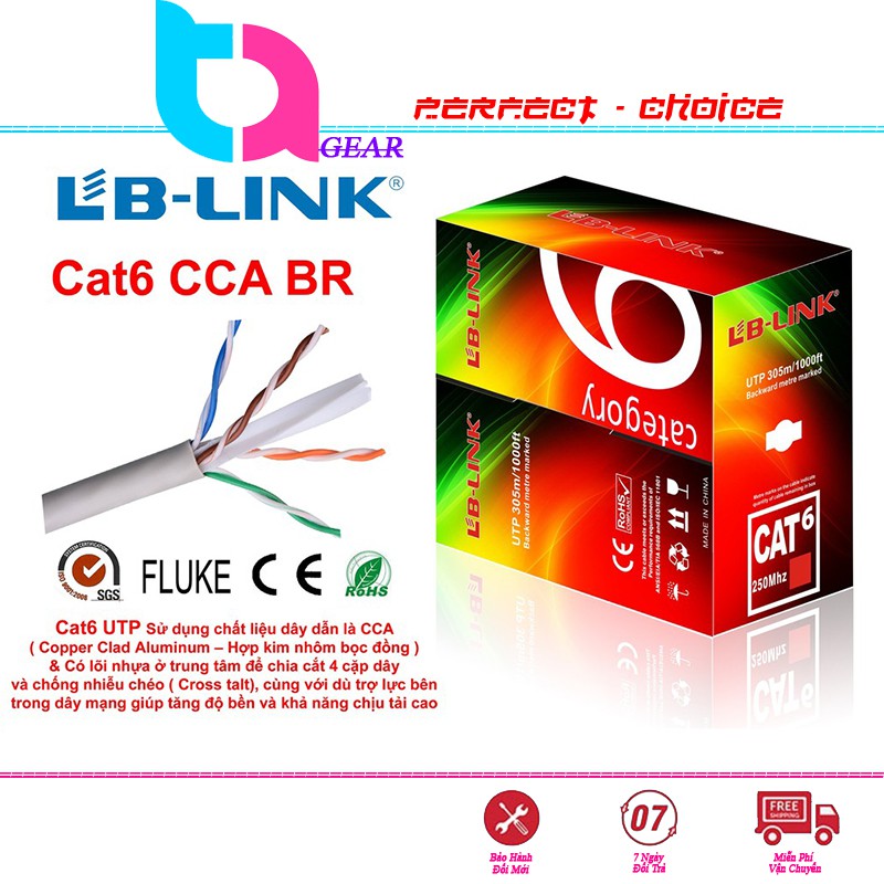 Dây mạng UTP LB-Link Cat6 (Từ 1m -100m) Chính Hãng Bấm 2 Đầu theo số Mét