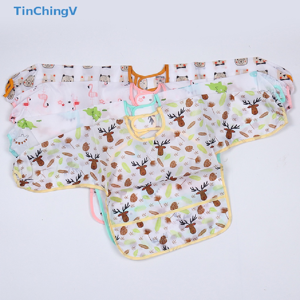[TinChingV] Tạp Dề Dài Tay Chống Thấm Nước Có Túi Dành Cho Trẻ Em Tập Ăn [Mới]