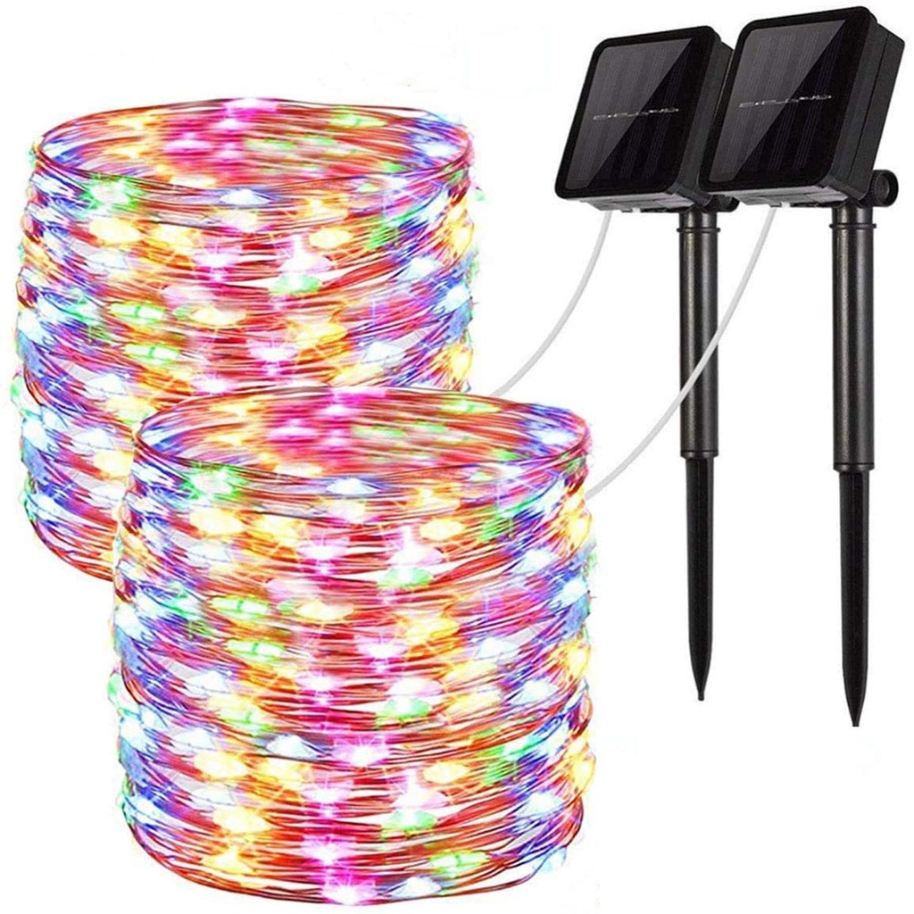 Dây Đèn Led 200 Bóng Dài 22m Với 8 Chế Độ Khác Nhau Dùng Năng Lượng Mặt Trời
