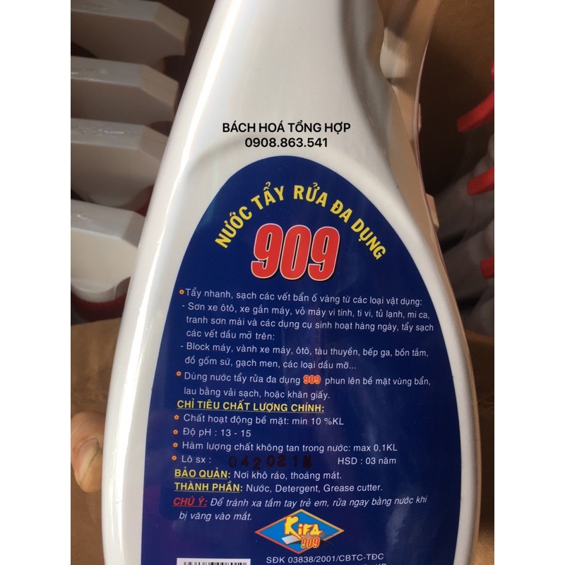 Nước Tẩy Đa Dụng 909 Chai Lớn 850ml,Chất Tẩy Đa Năng