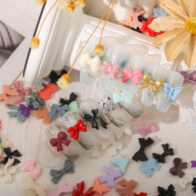 Set 50 Phụ Kiện Nơ 3D Đính Trang Trí Móng Tay Nghệ Thuật