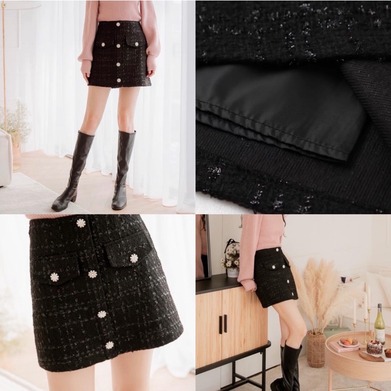 Quần giả váy dạ kẻ caro style