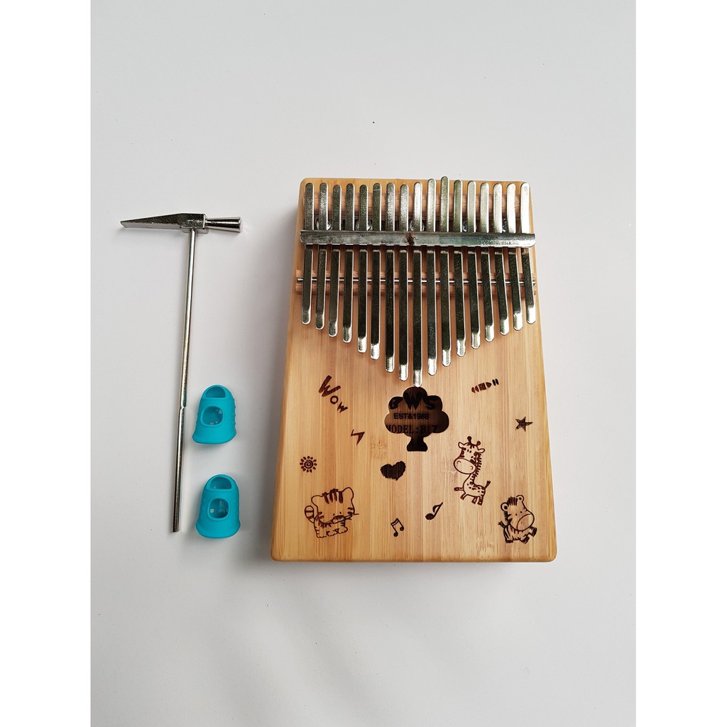 [Rẻ vô địch] Đàn kalimba 17 phím Cartoon Full phụ kiện gỗ Mahogany