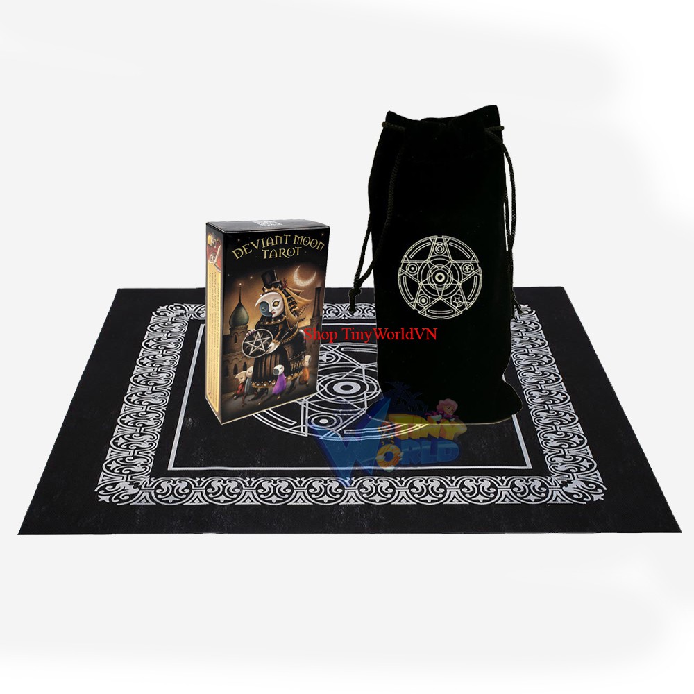 Combo Bài Deviant Moon Tarot M18 Borderless Edition và Túi Nhung Đựng Tarot và Khăn Trải Bàn Tarot