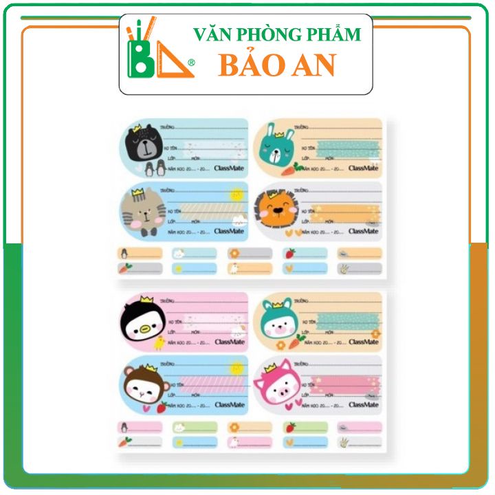 Nhãn Vở Classmate Cartoon CL-NT222 ( 16 Nhãn Vở)