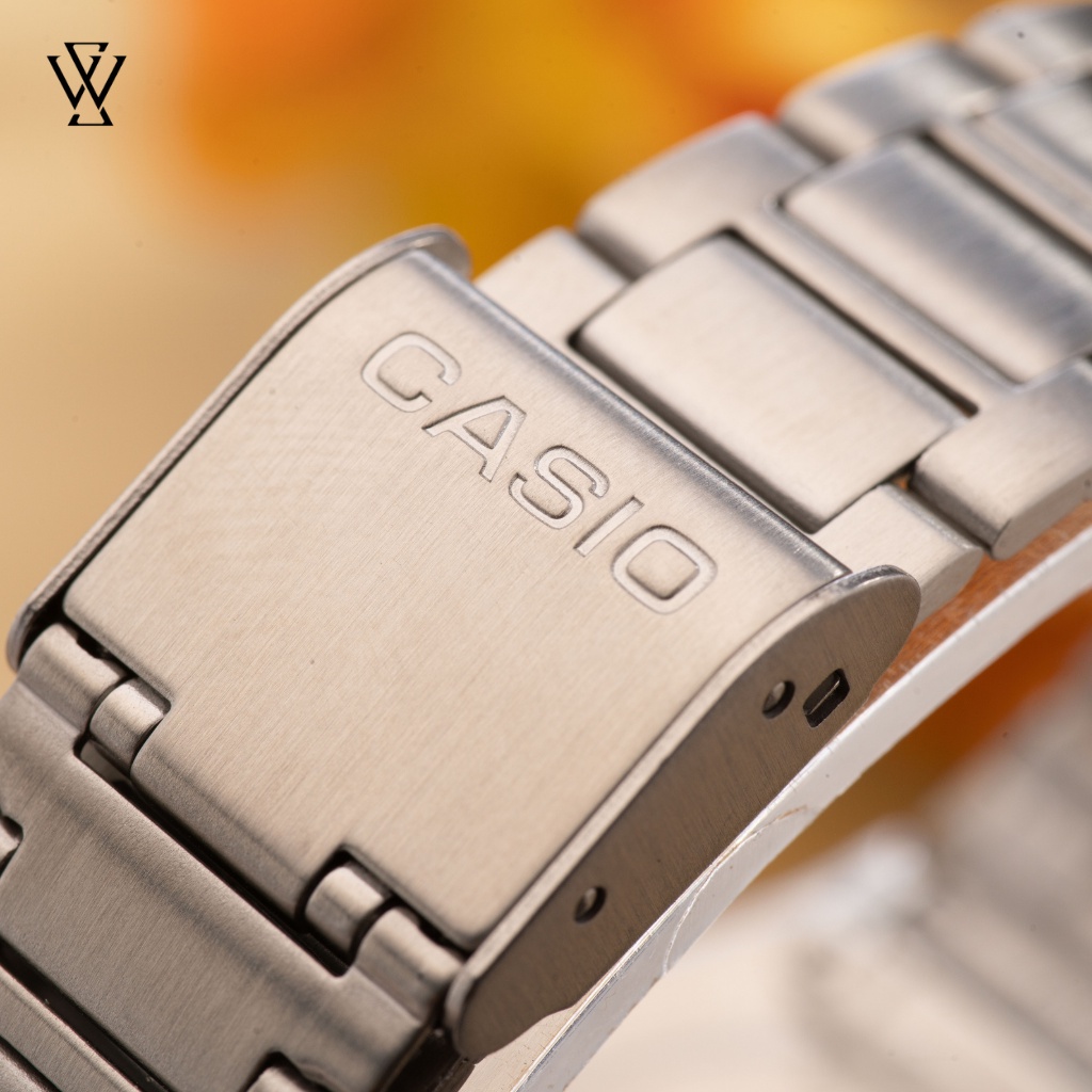 Đồng Hồ Điện Tử Unisex Casio WATCHSTORE A158WA-1DF Thiết Kế Mặt Kính Chữ Nhật Nhựa 36mm, Dây Đeo Kim Loại