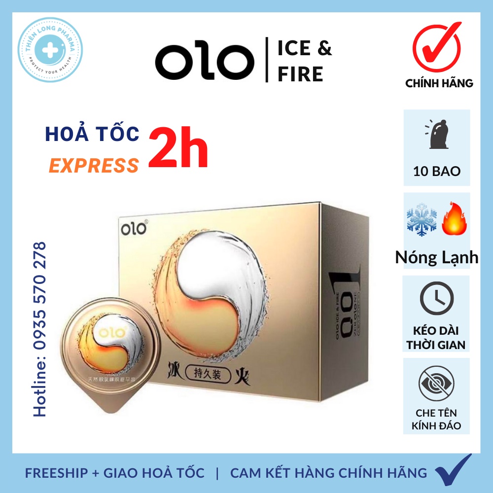 Bao Cao Su Kéo Dài Thời Gian OLO 001 Băng Lửa [Hộp 10] siêu mỏng, nhiều gel